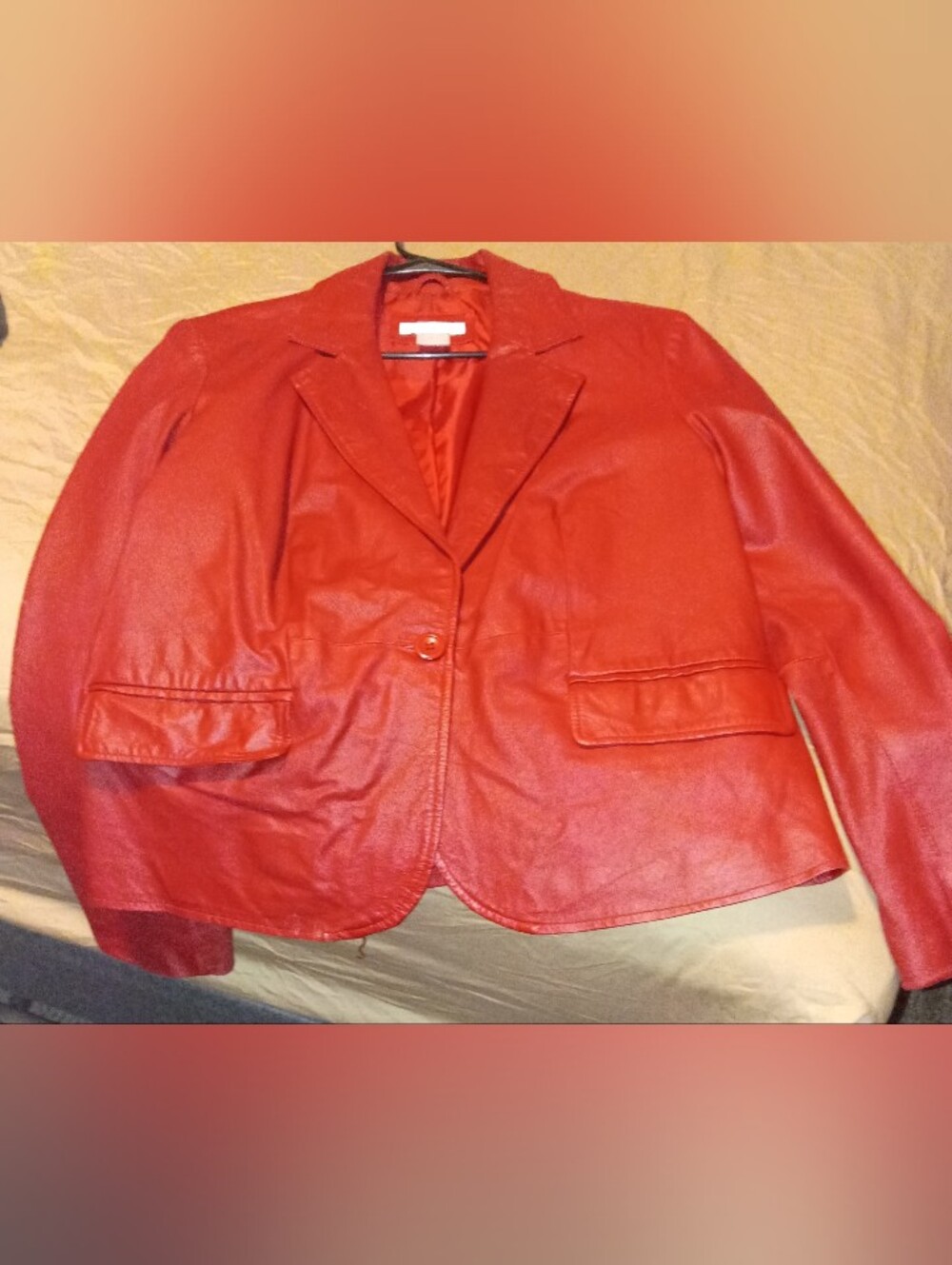 Vintage Red Women's Genuine Leather Blazer Jacket Size XL